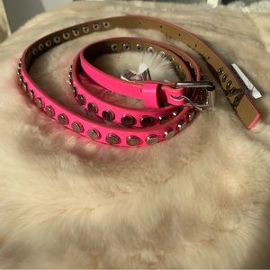 Free People Skinny Round Studs Satin Faux Leather Belts